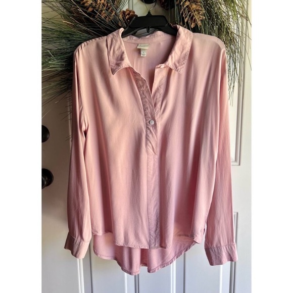 A New Day Hi-low Pink/Blush/Mauve Long Sleeve Button Up Blouse/Top/Shirt Size L - Picture 3 of 16